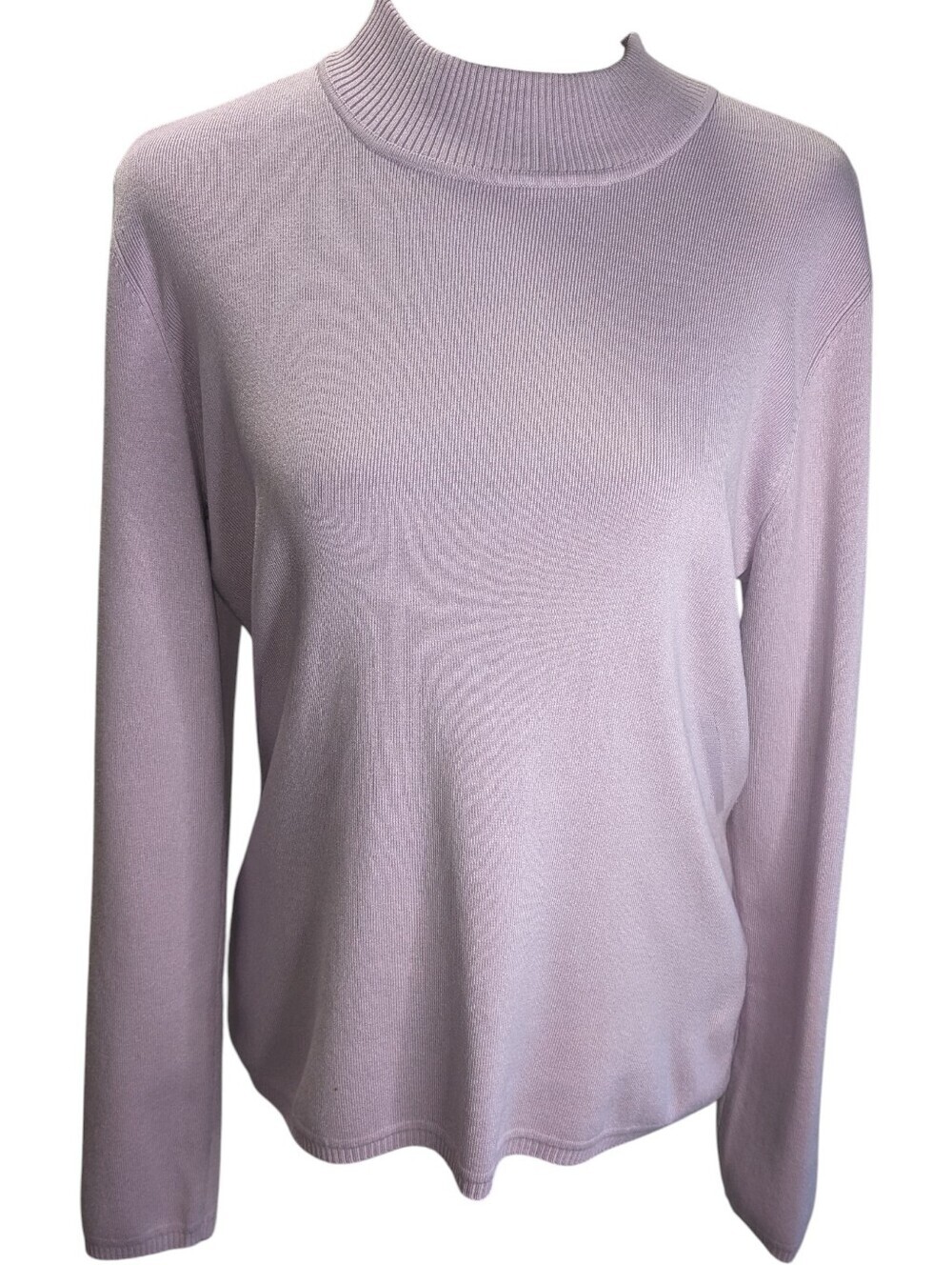 Louben Silk Blend Mock Neck Sweater in Soft Lavender Luxury Material Size L